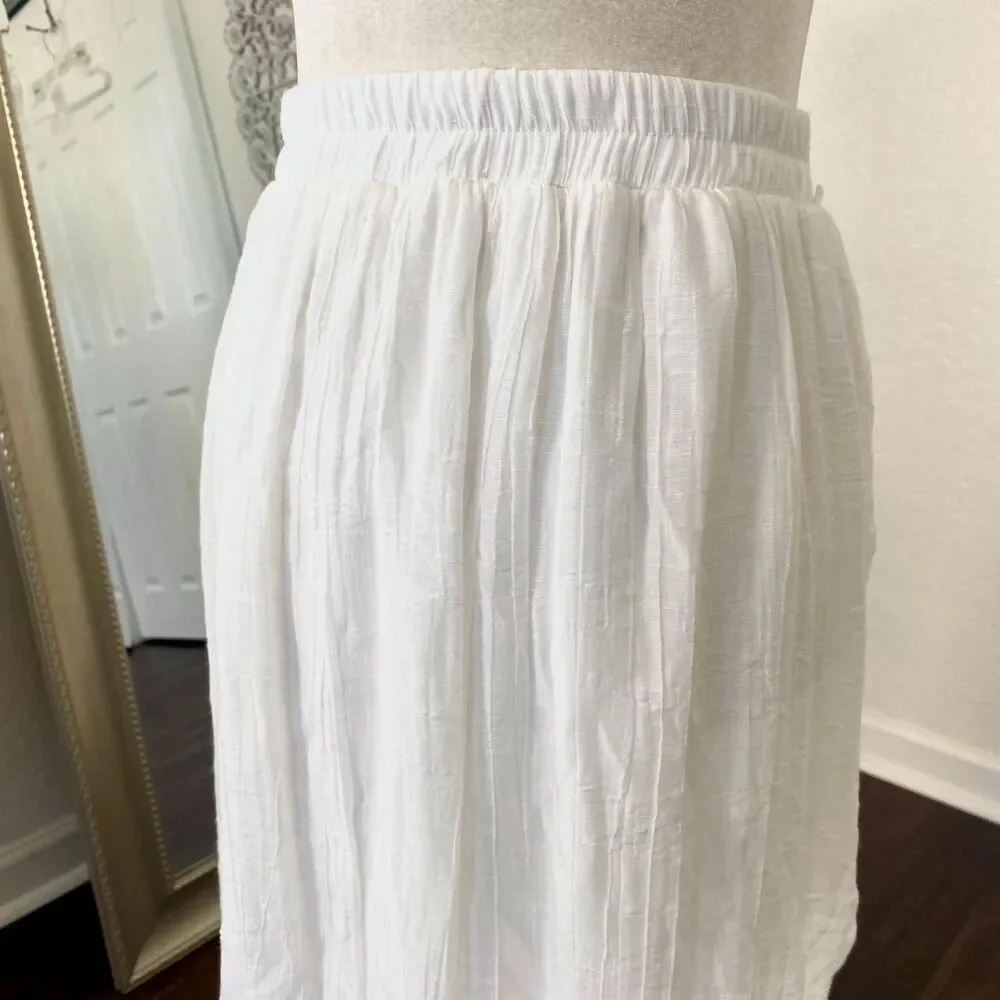 Agb Boho Cottage Core Asymmetric White Midi Maxi Skirt Plus Size 1X - Picture 3 of 4